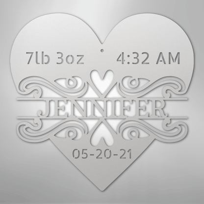 Custom Metal Wall Art - Personalized Newborn Name Sign White