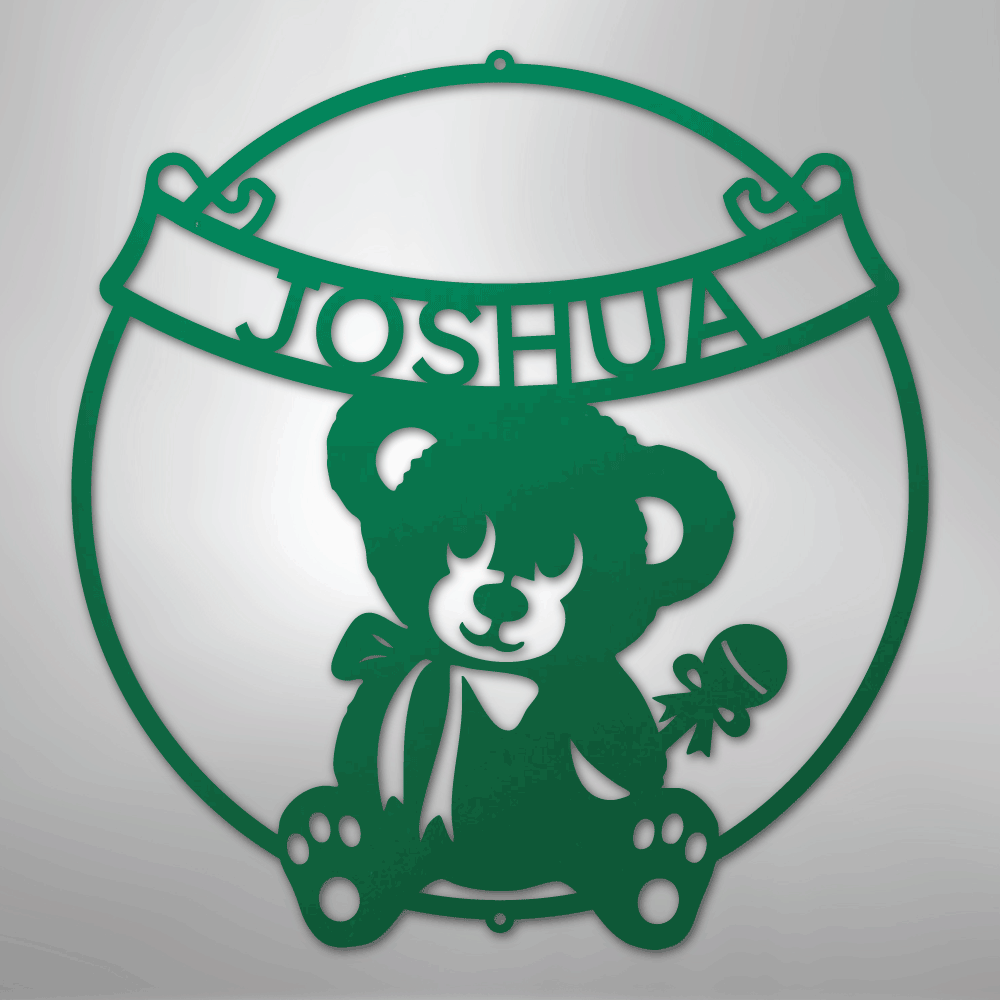 Custom Metal Wall Art - Personalized Newborn Sign Green