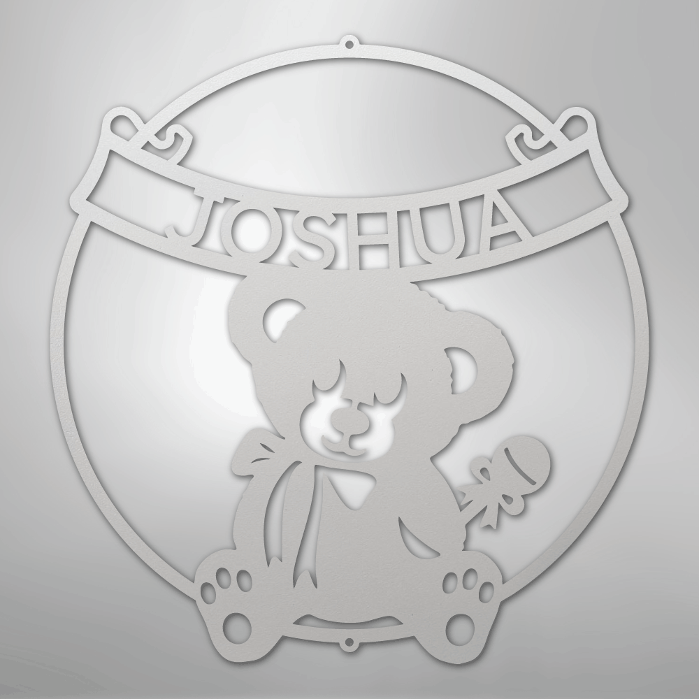 Custom Metal Wall Art - Personalized Newborn Sign White