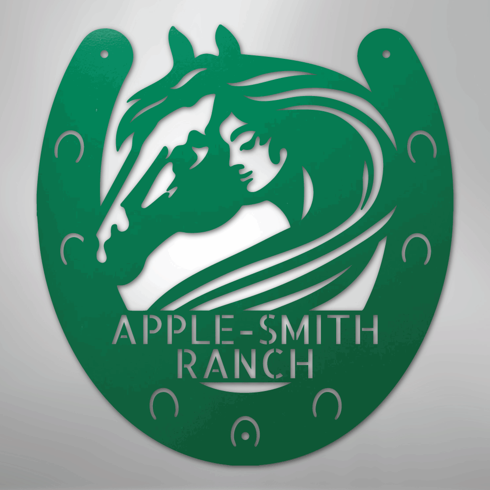 Custom Metal Sign - Personalized Horse Farm Housewarming Plaque Green