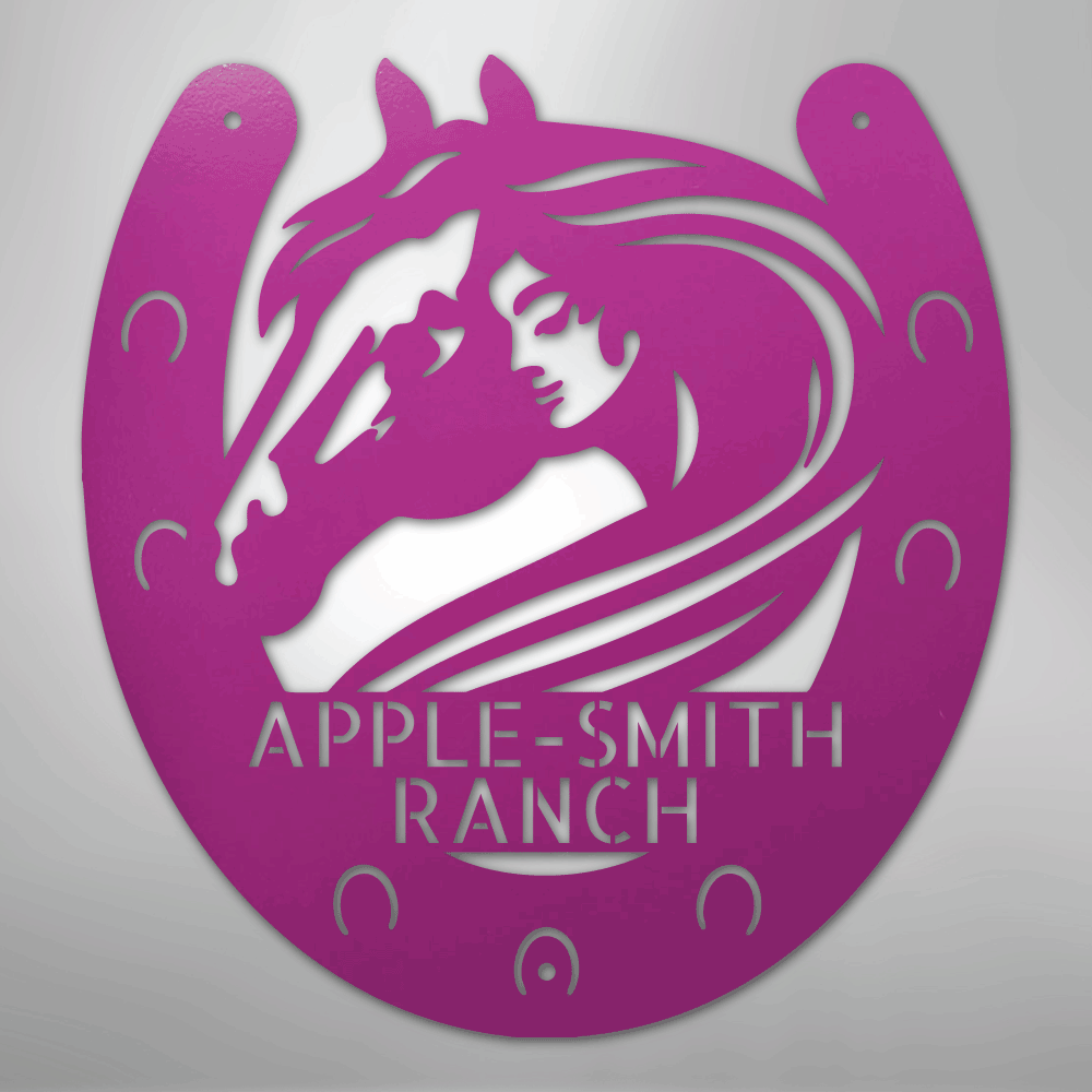Custom Metal Sign - Personalized Horse Farm Housewarming Plaque Purple