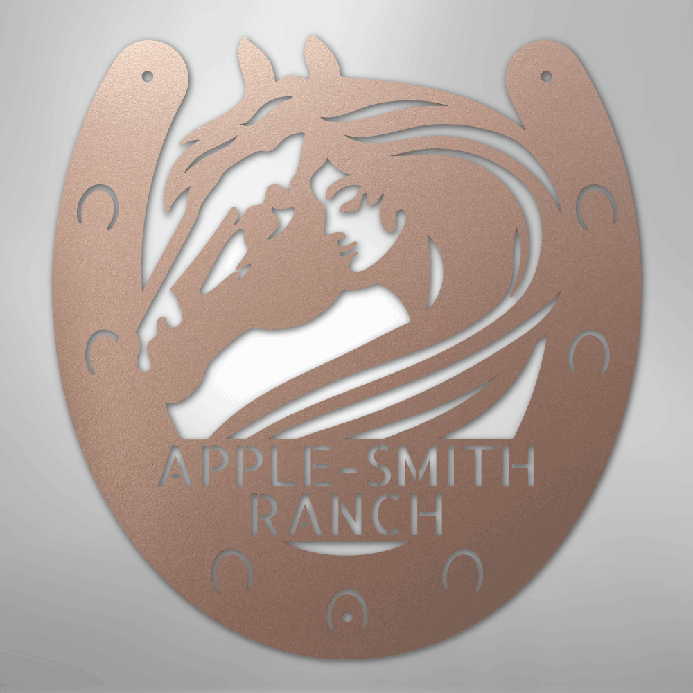 Custom Metal Sign - Personalized Horse Farm Housewarming Plaque Rose