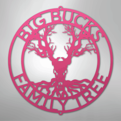 Custom Metal Wall Art - Personalized Skull Tree Monogram Pink