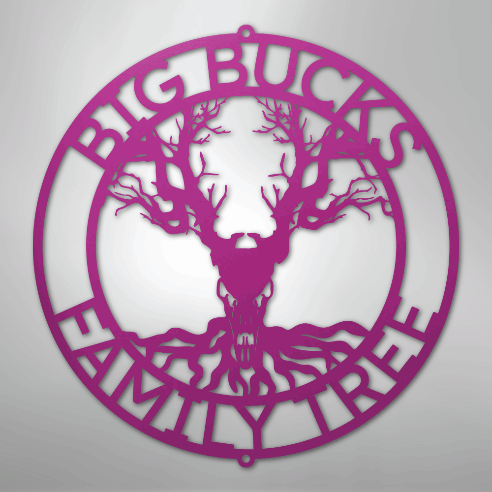 Custom Metal Wall Art - Personalized Skull Tree Monogram Purple