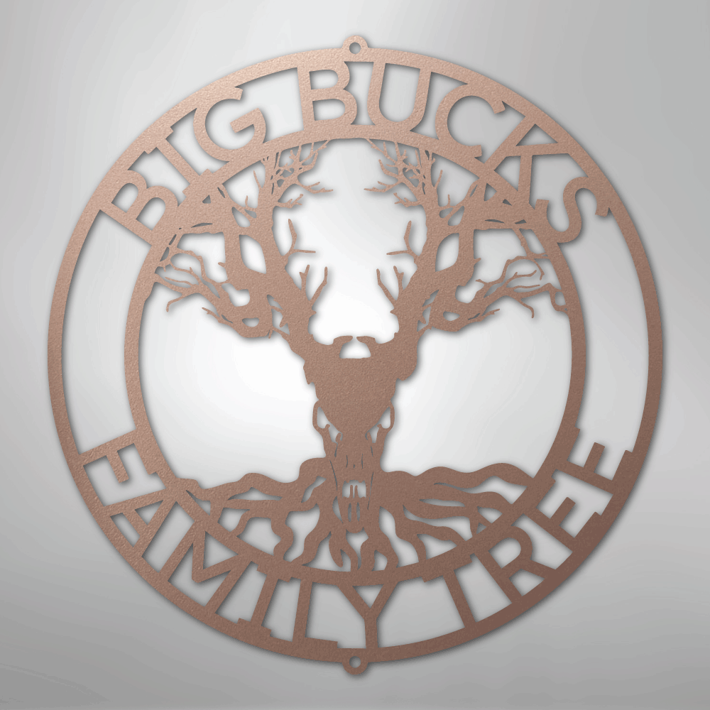 Custom Metal Wall Art - Personalized Skull Tree Monogram Rose