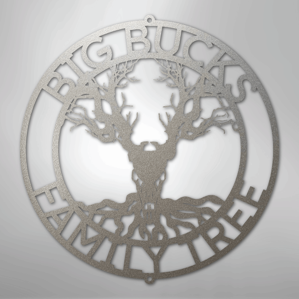 Custom Metal Wall Art - Personalized Skull Tree Monogram Silver