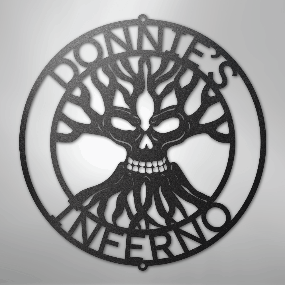 Custom Metal Wall Art - Personalized Skull Family Tree Sign Black
