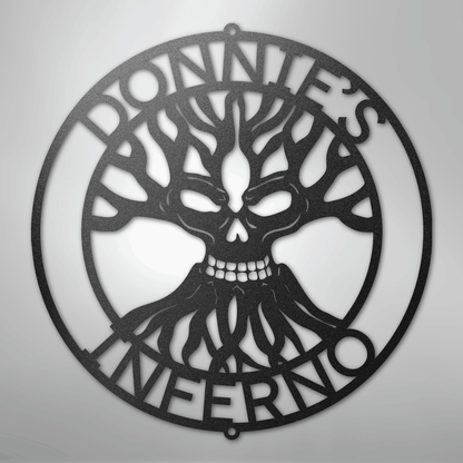 Custom Metal Wall Art - Personalized Skull Family Tree Sign Black