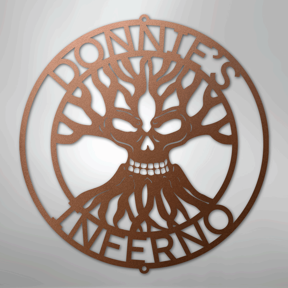 Custom Metal Wall Art - Personalized Skull Family Tree Sign Copper