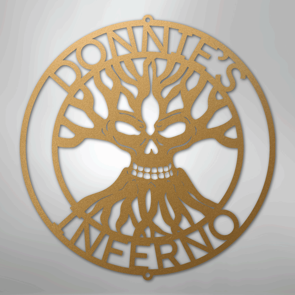 Custom Metal Wall Art - Personalized Skull Family Tree Sign Gold