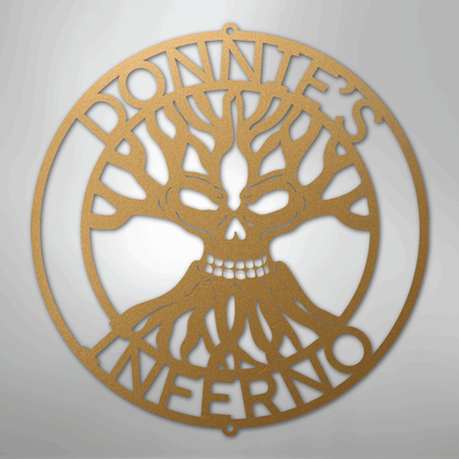 Custom Metal Wall Art - Personalized Skull Family Tree Sign Gold