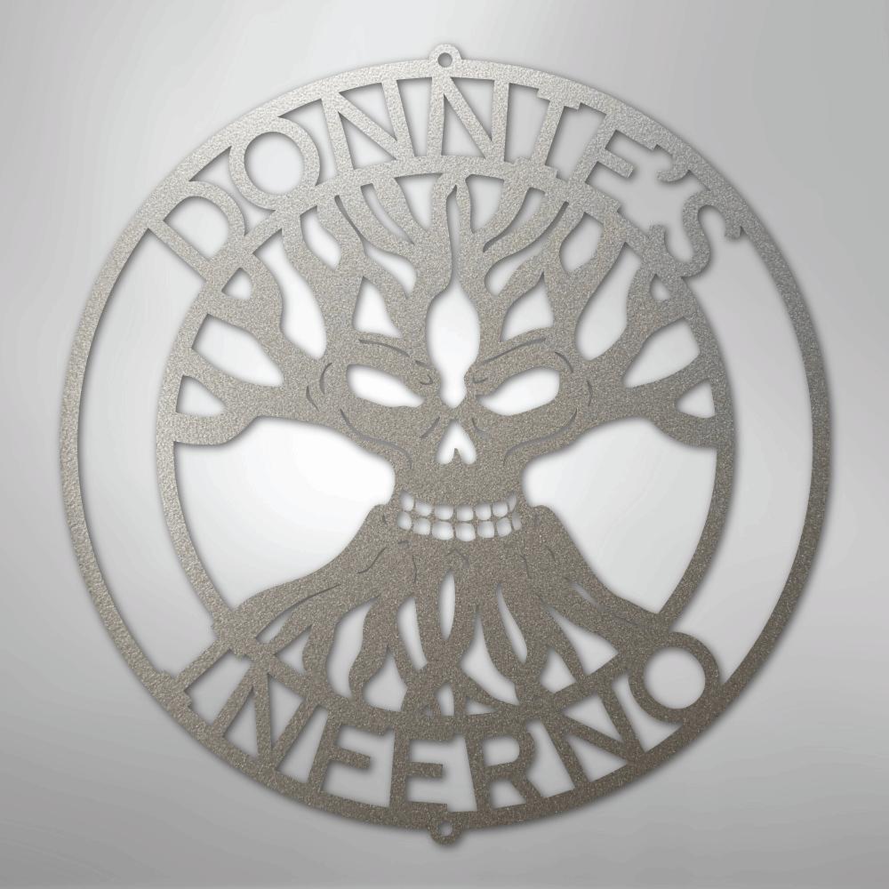 Custom Metal Wall Art - Personalized Skull Family Tree Sign Silver