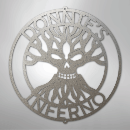 Custom Metal Wall Art - Personalized Skull Family Tree Sign Silver