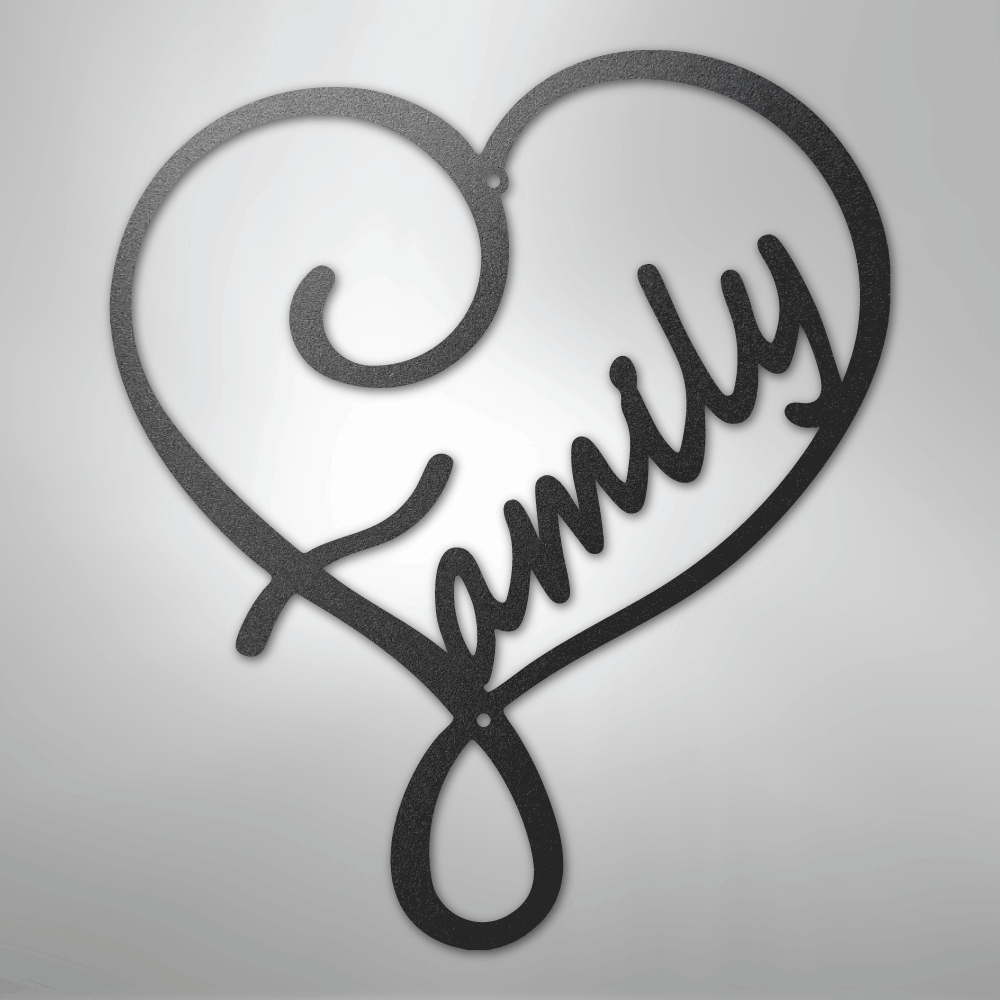 Metal Wall Art - Family Heart Sign