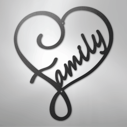 Metal Wall Art - Family Heart Sign
