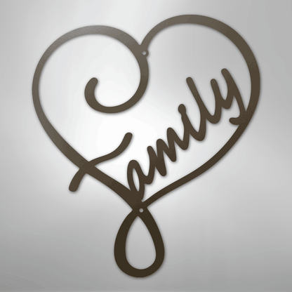 Metal Wall Art - Family Heart Sign Stone