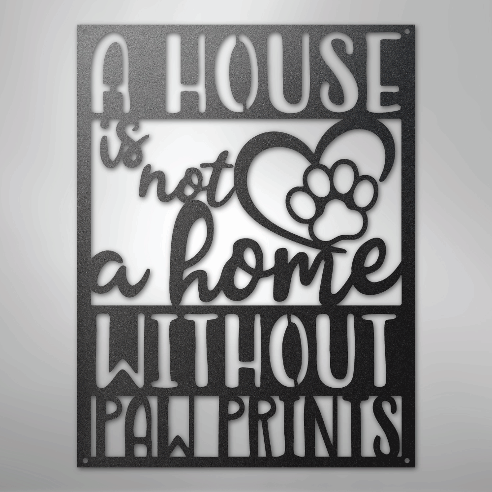 Metal Wall Art - Paw Print Home Sign