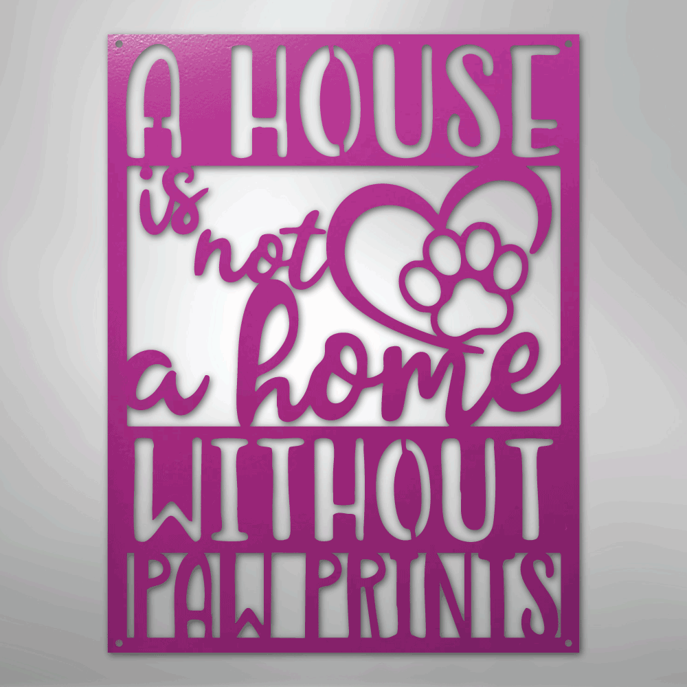 Metal Wall Art - Paw Print Home Sign Purple