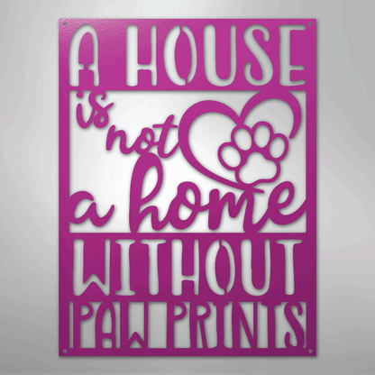 Metal Wall Art - Paw Print Home Sign Purple