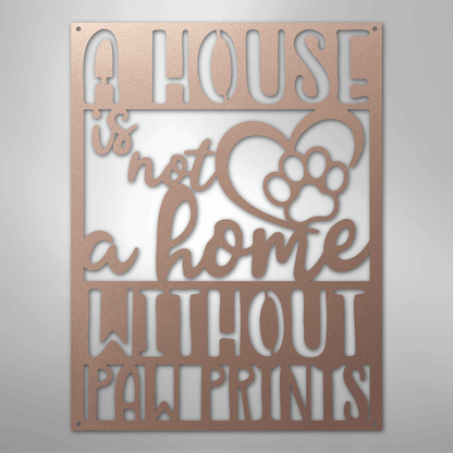 Metal Wall Art - Paw Print Home Sign Rose