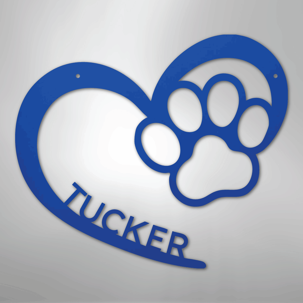 Custom Metal Wall Art - Personalized Puppy Sign Blue