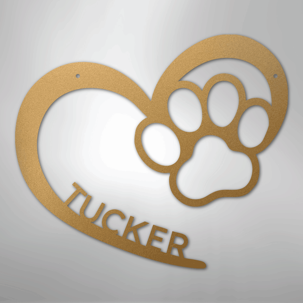 Custom Metal Wall Art - Personalized Puppy Sign Gold