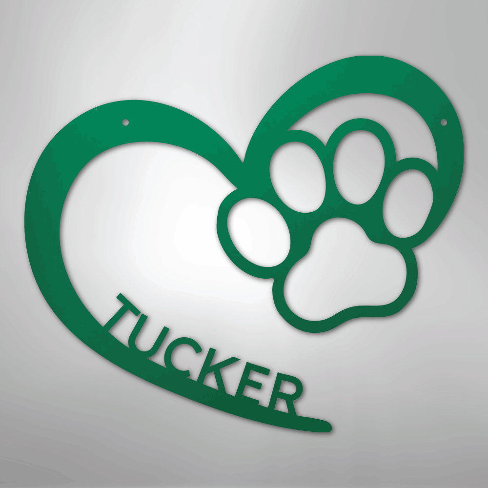 Custom Metal Wall Art - Personalized Puppy Sign Green