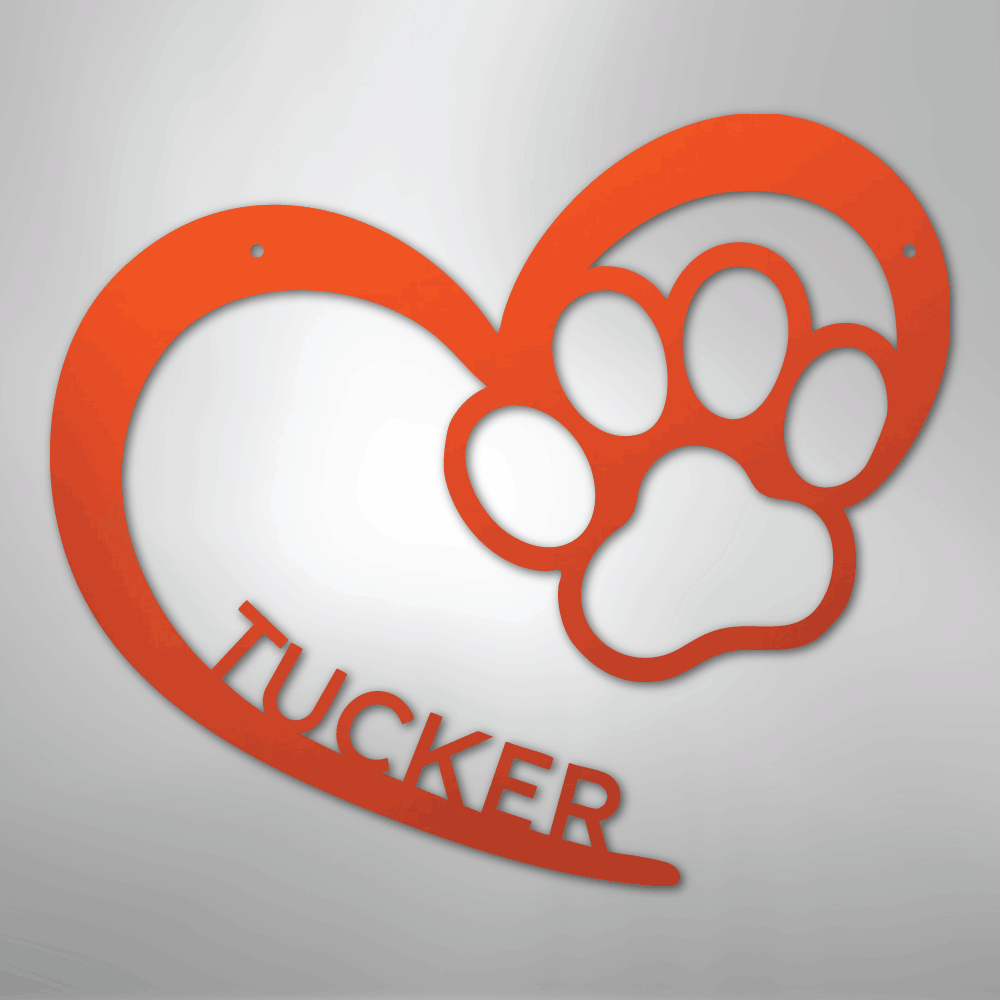 Custom Metal Wall Art - Personalized Puppy Sign Orange