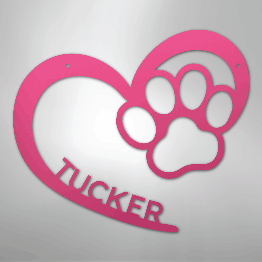Custom Metal Wall Art - Personalized Puppy Sign Pink