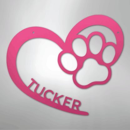 Custom Metal Wall Art - Personalized Puppy Sign Pink