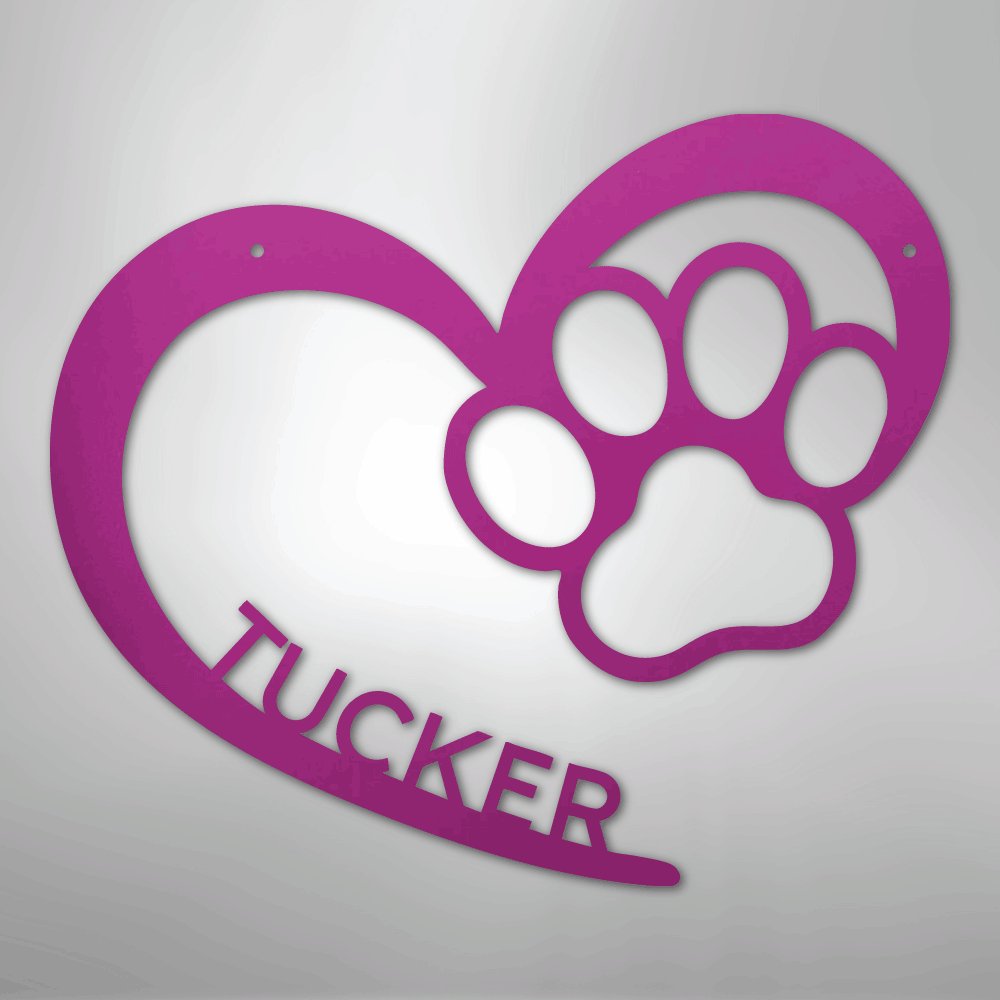 Custom Metal Wall Art - Personalized Puppy Sign Purple