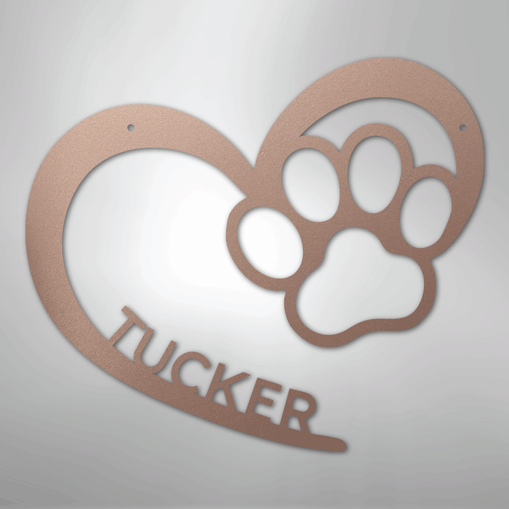 Custom Metal Wall Art - Personalized Puppy Sign Rose