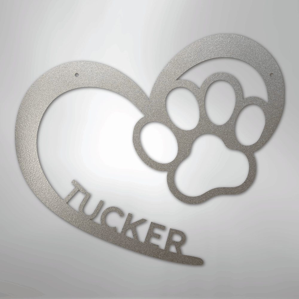 Custom Metal Wall Art - Personalized Puppy Sign Silver