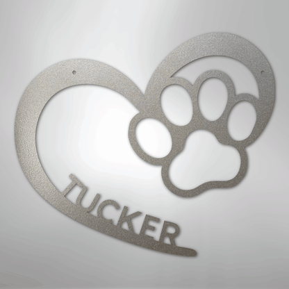 Custom Metal Wall Art - Personalized Puppy Sign Silver