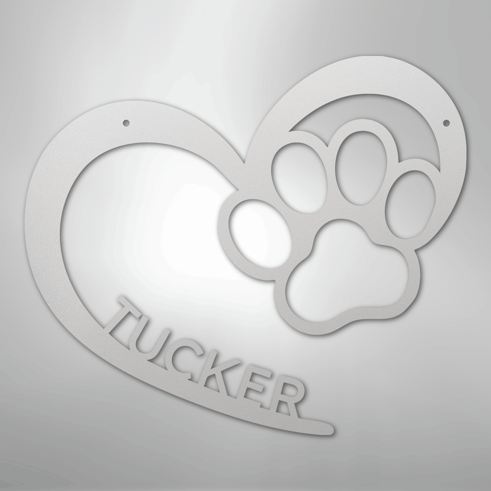 Custom Metal Wall Art - Personalized Puppy Sign White