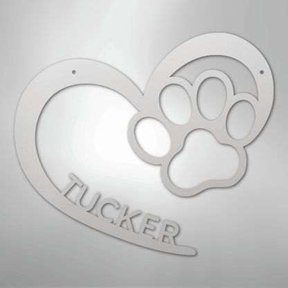 Custom Metal Wall Art - Personalized Puppy Sign White