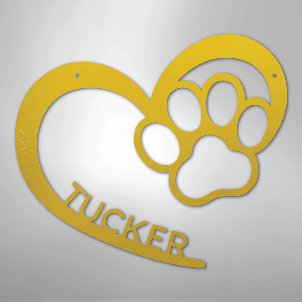 Custom Metal Wall Art - Personalized Puppy Sign Yellow