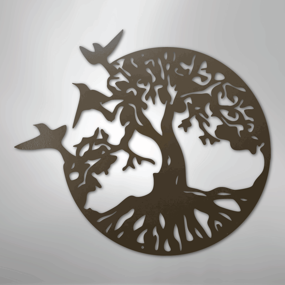 Metal Wall Art - Birds in Tree Sign Stone