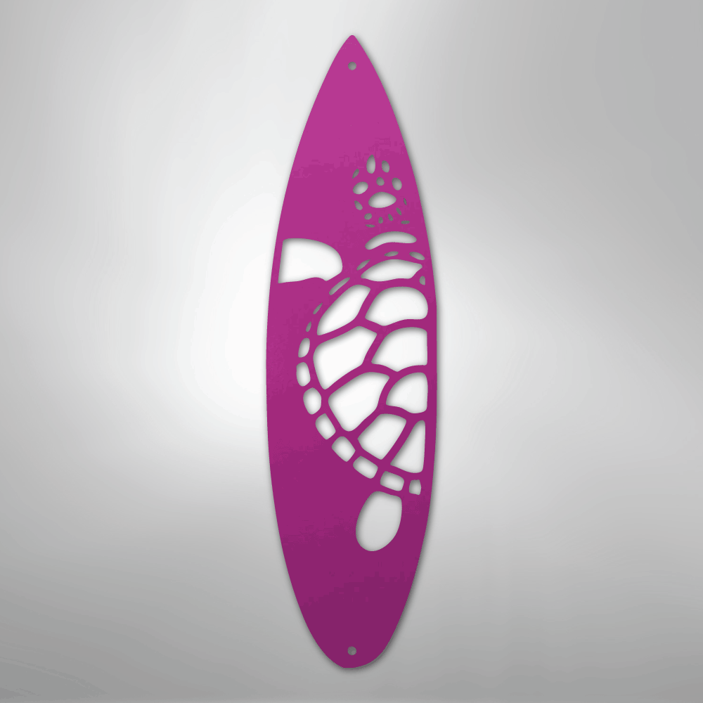 Metal Wall Art - Surfboard Turtle Monogram Sign Purple