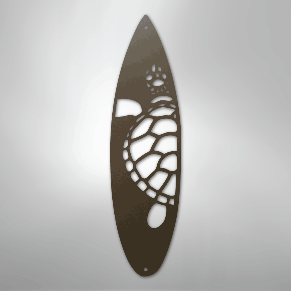 Metal Wall Art - Surfboard Turtle Monogram Sign Stone