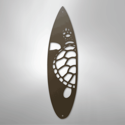 Metal Wall Art - Surfboard Turtle Monogram Sign Stone