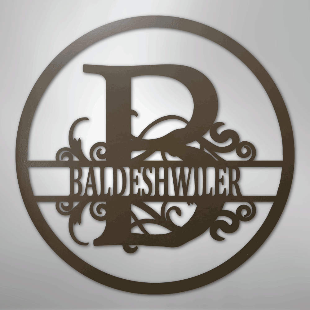 Custom Metal Wall Art - Personalized Split Circle Monogram Sign Stone