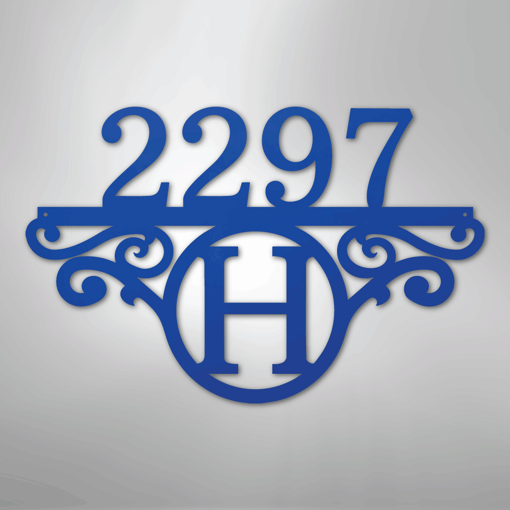 Custom Metal Wall Art - Personalized Address Sign Blue