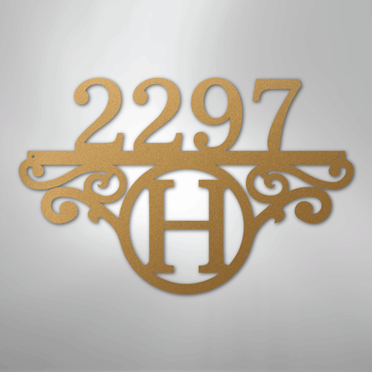 Custom Metal Wall Art - Personalized Address Sign Gold