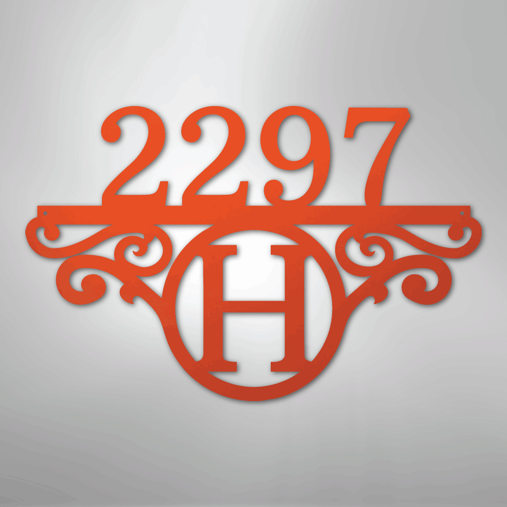 Custom Metal Wall Art - Personalized Address Sign Orange