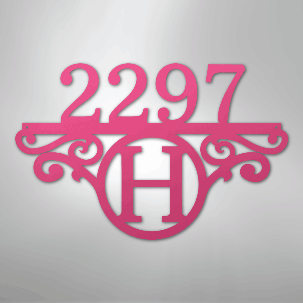 Custom Metal Wall Art - Personalized Address Sign Pink