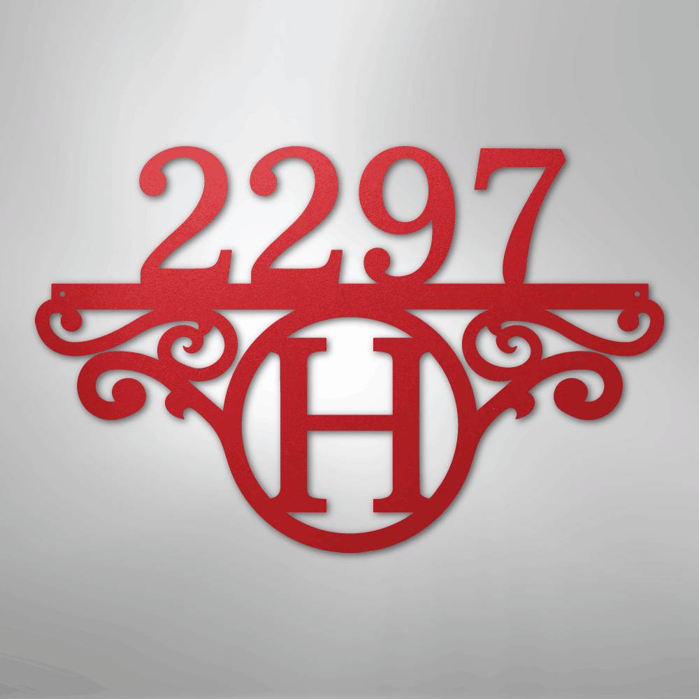 Custom Metal Wall Art - Personalized Address Sign Red