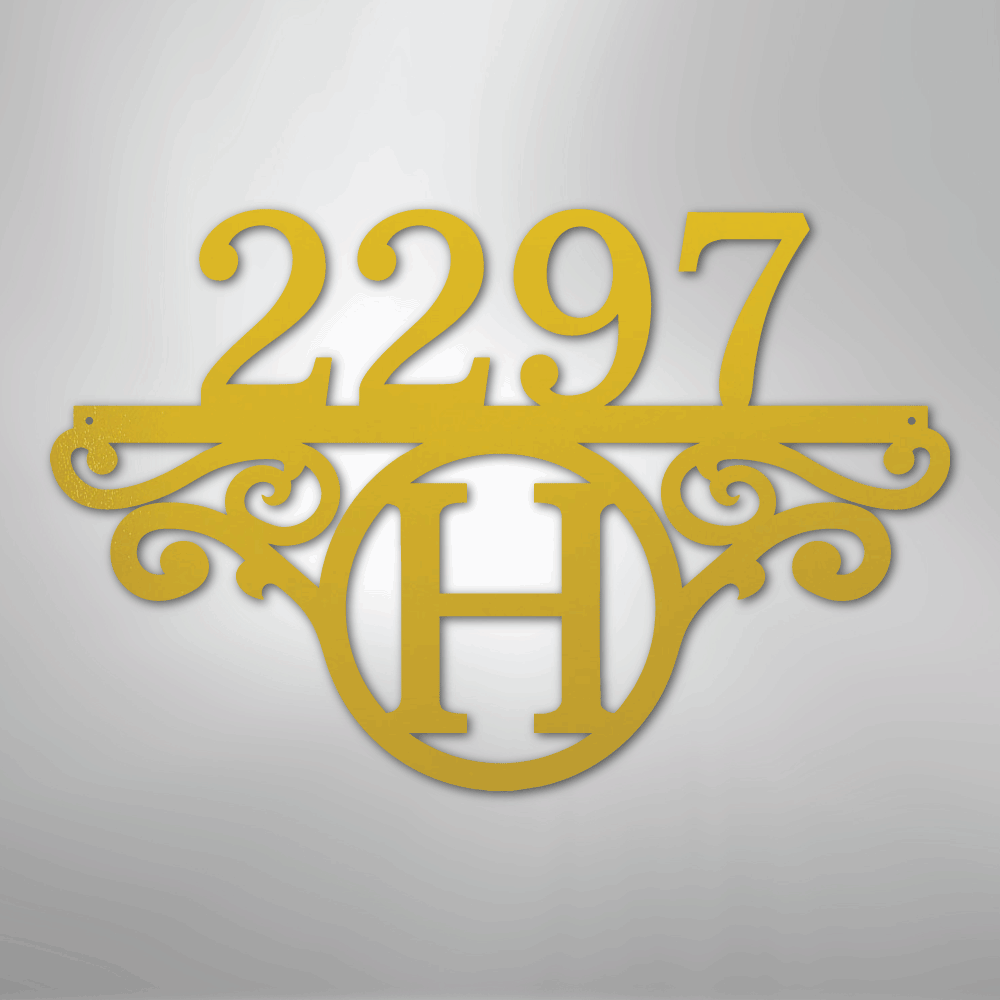 Custom Metal Wall Art - Personalized Address Sign Yellow