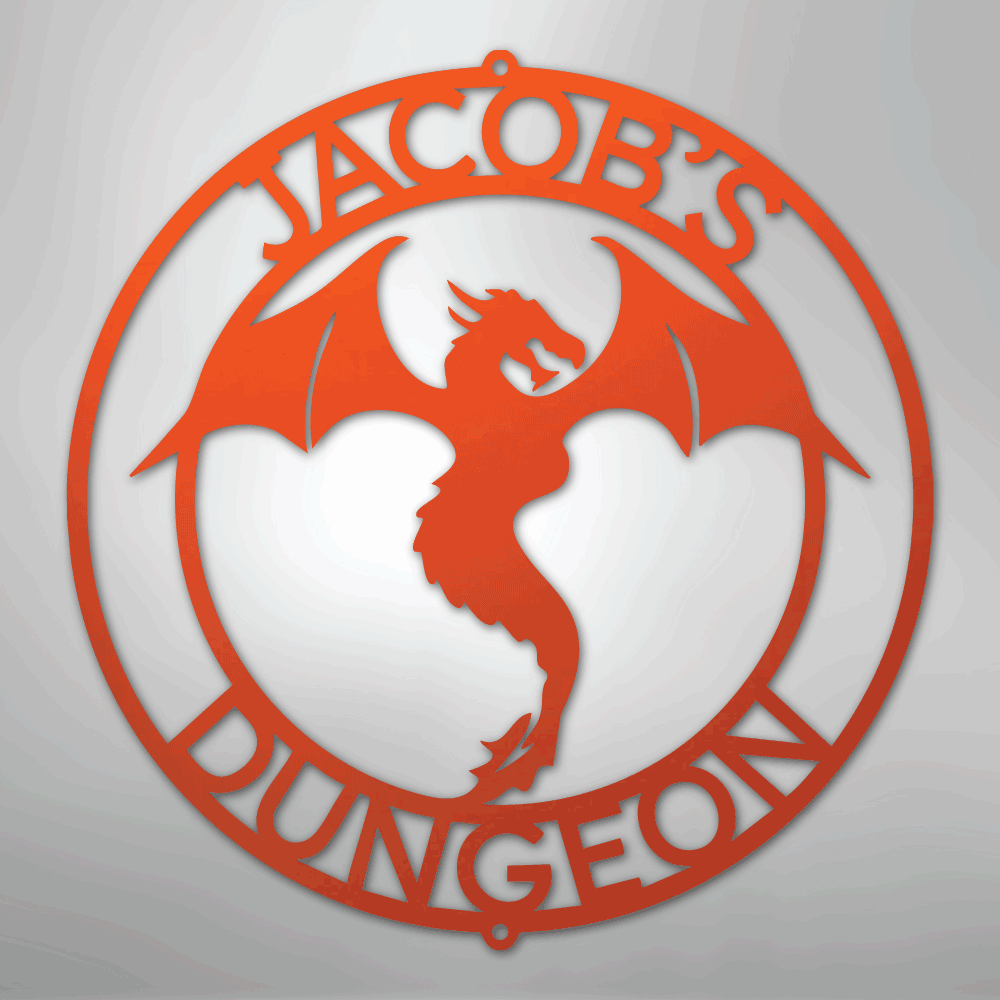 Custom Metal Wall Art - Personalized Dragon Sign Orange