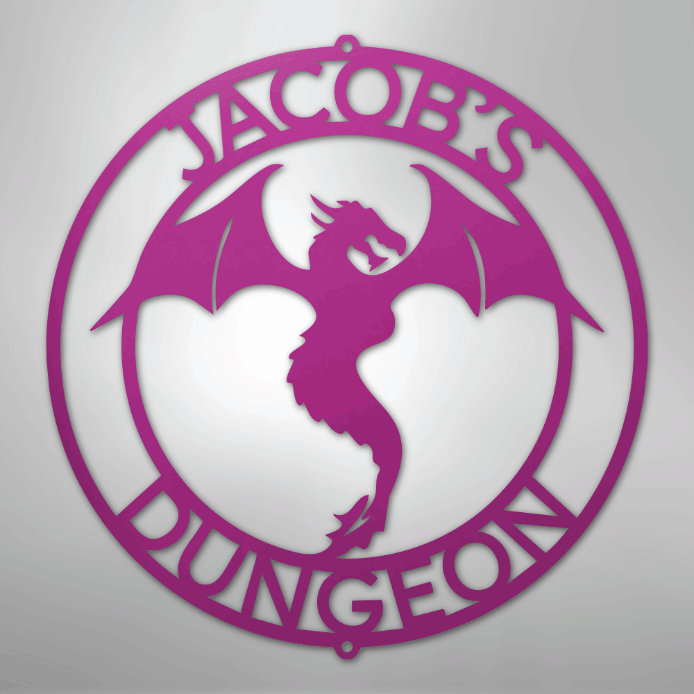 Custom Metal Wall Art - Personalized Dragon Sign Purple